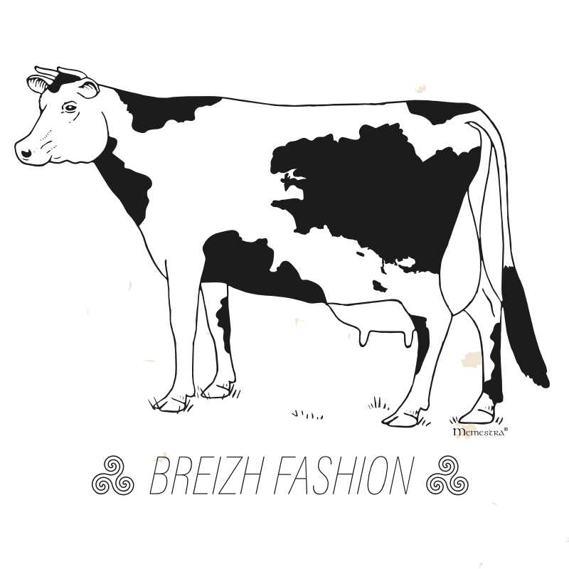 Logotype Breizh fashion, vache avec carte bretagne